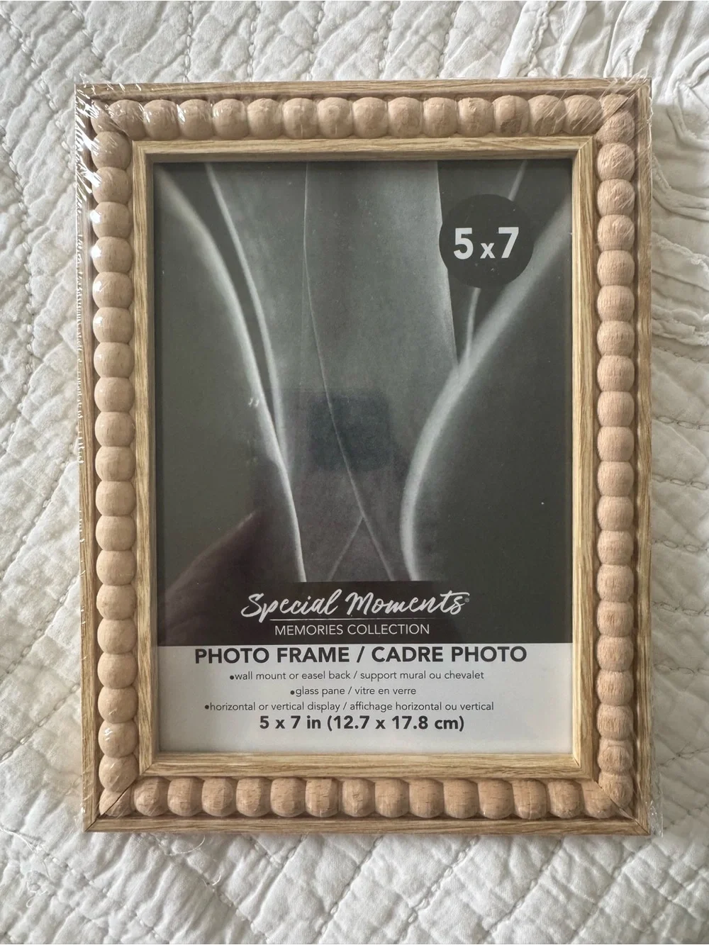Special Moments Beaded Light Wood 5x7 Photo Frame New